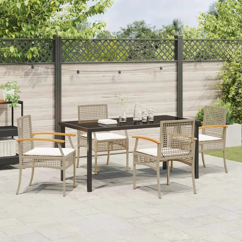Set da Pranzo per Giardino 5 pcs Beige polyrattan