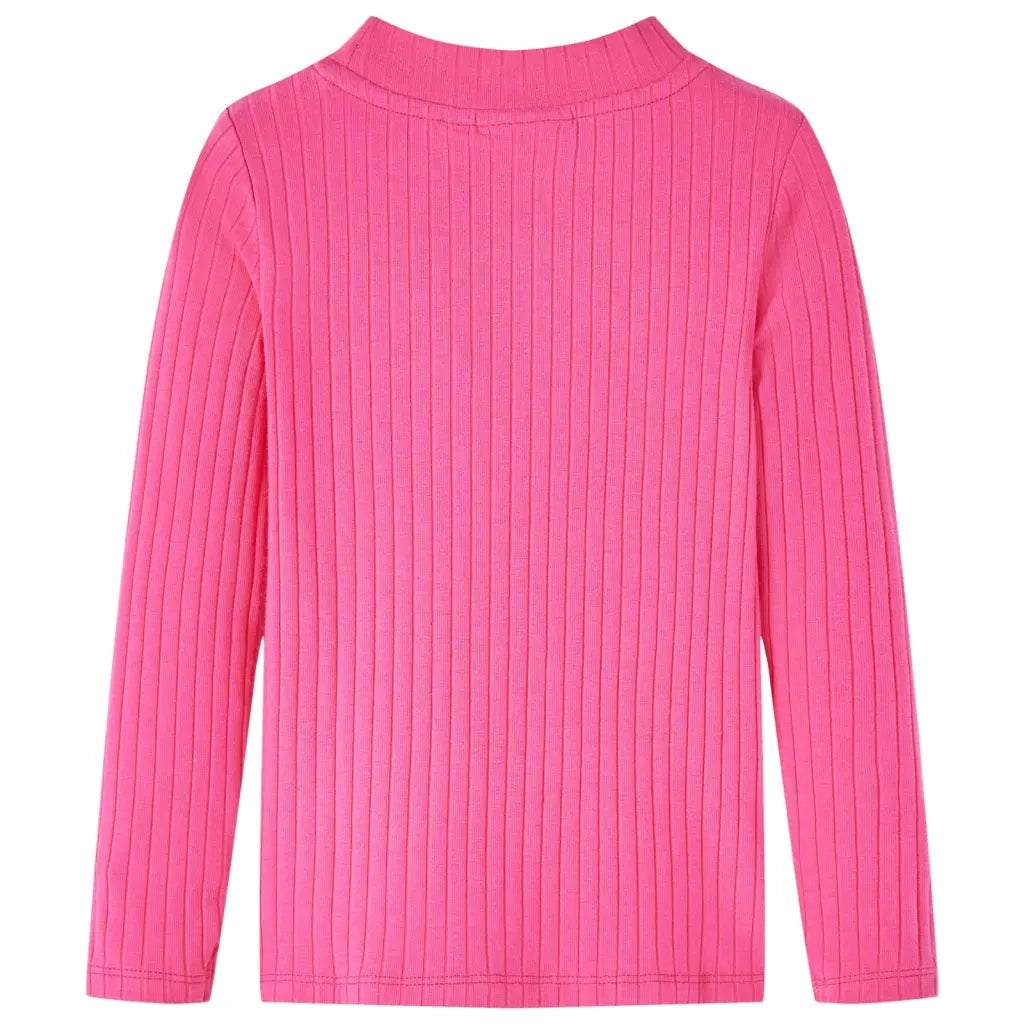 Maglietta da Bambina a Maniche Lunghe a Costine Fucsia 104 13840