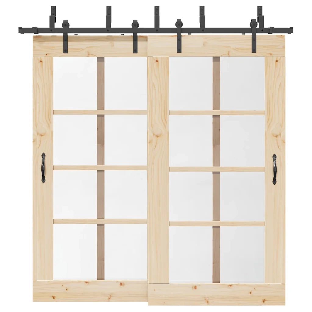 Kit di Binari per Porte Scorrevoli 213,5 cm Acciaio Nero CFW4345055