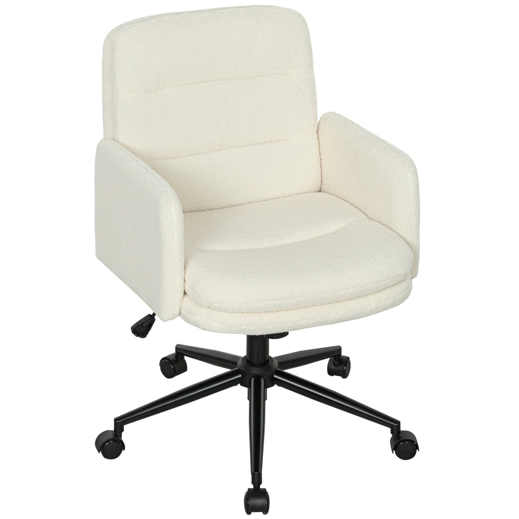 Sedia da ufficio con braccioli e rotelle ¨C Minimal ¨C crema, tessuto