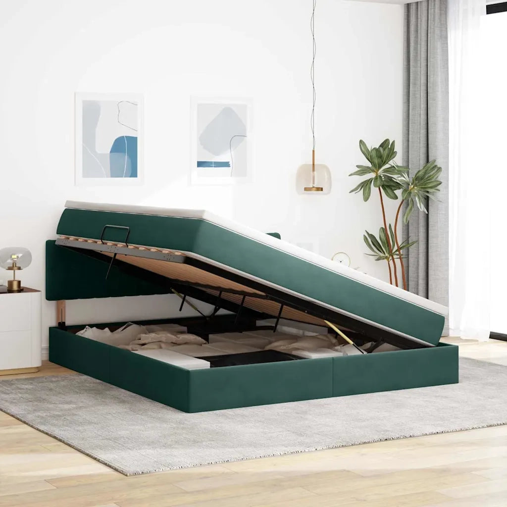 Letto con Contenitore Verde Scuro 180 x 200 cm Velluto