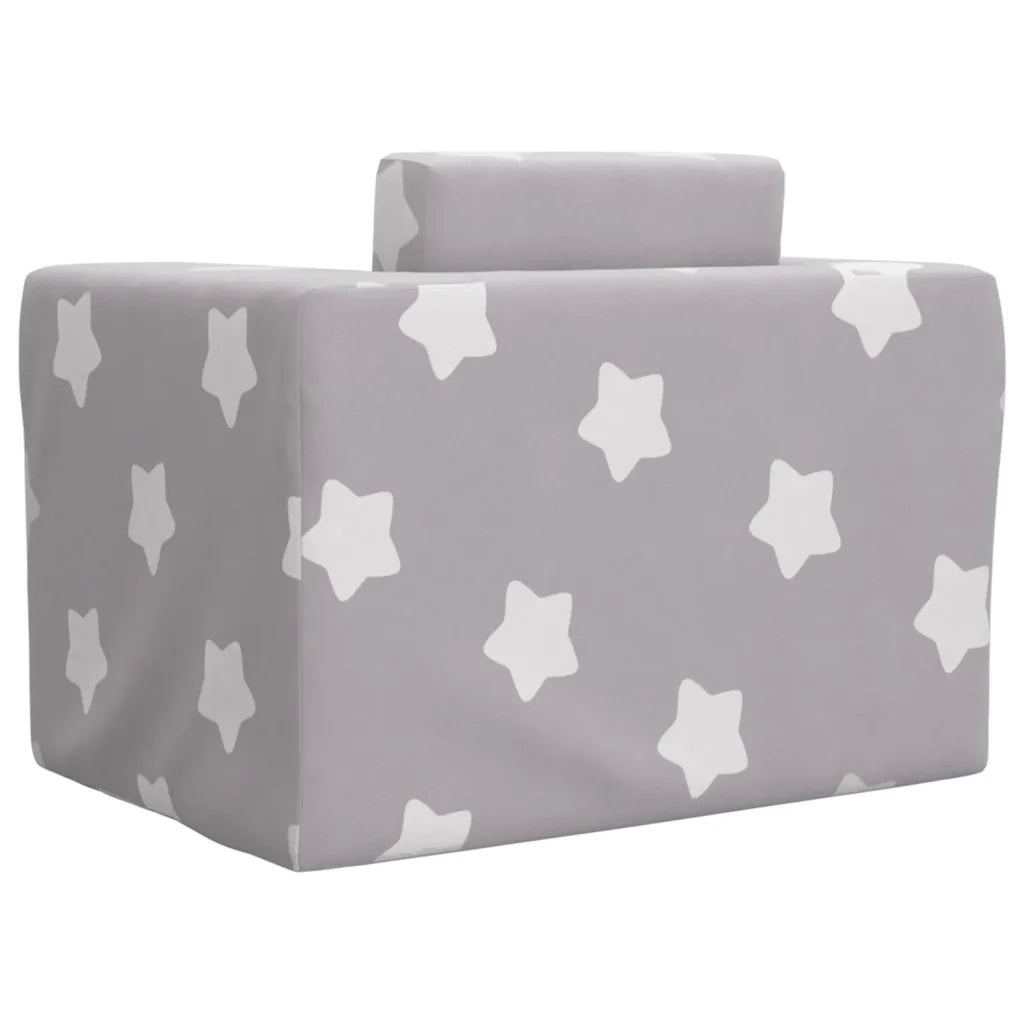 Divano Letto Bambini Grigio Chiaro con Stelle Morbido Peluche 4104802