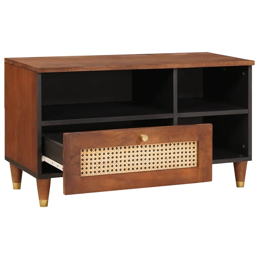 Mobile porta TV rettangolare moderno con ripiani 80 x 33,5 x 46 cm in legno massello di mango marrone 02_0057903