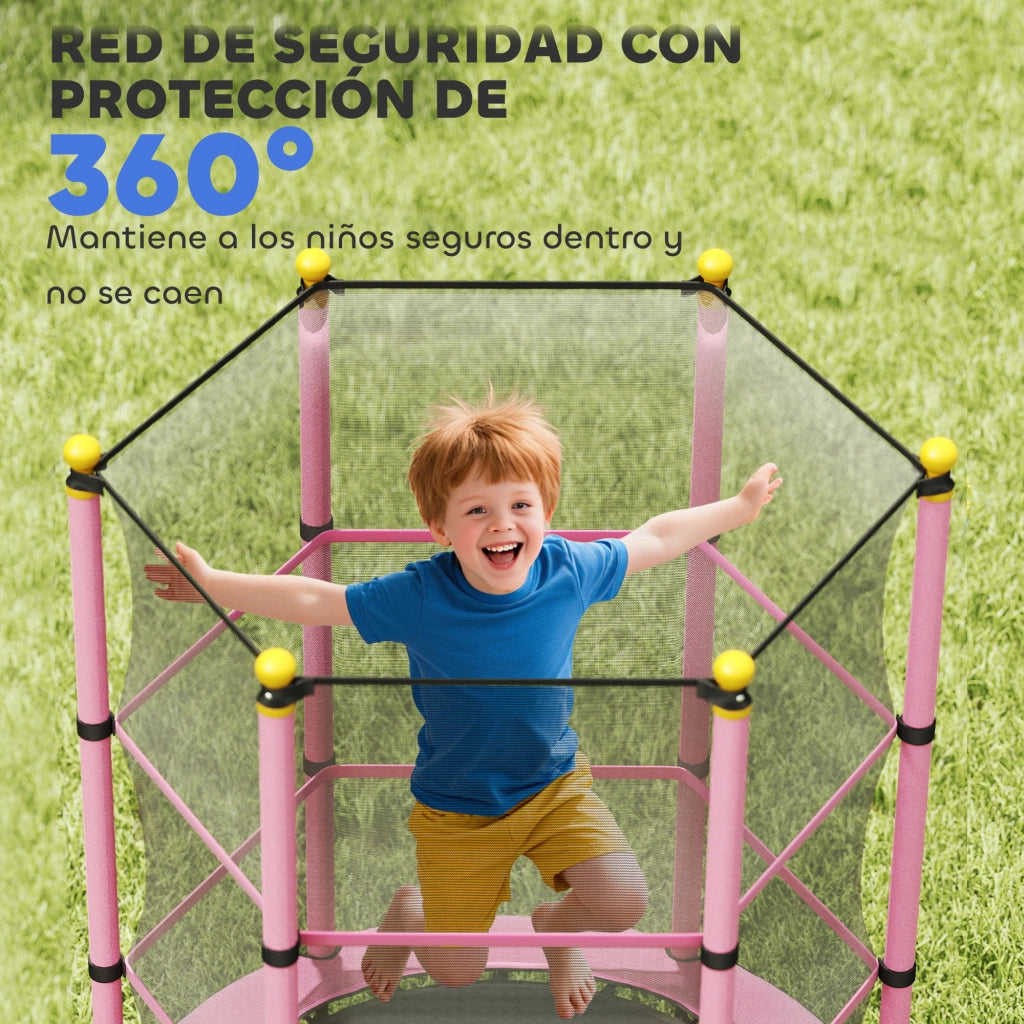 Trampolino per Bambini ?140 cm con Rete di Sicurezza ¨C Zephmum ¨C Rosa e Nero