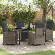 Set da Pranzo per Giardino con cuscino 5 pcs Grigio polyrattan