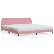 Letto matrimoniale | Letto per adulti | Giroletto Dover Rosa 200x200 cm in Velluto