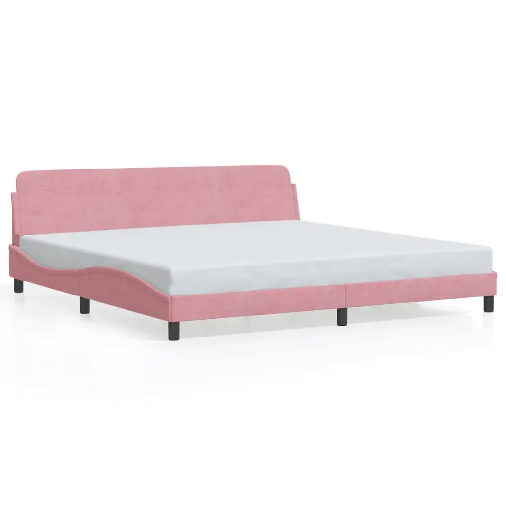 Letto matrimoniale | Letto per adulti | Giroletto Dover Rosa 200x200 cm in Velluto