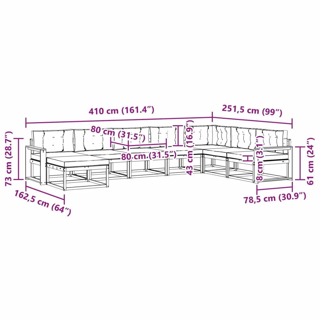 Set di divani da esterno con cuscino 8 pcs Naturale e Antracite 3368005