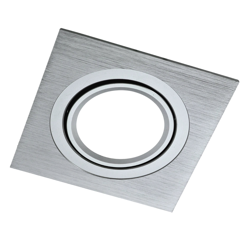 Faretto incasso quadrato argento spazzolato GU10 Polux