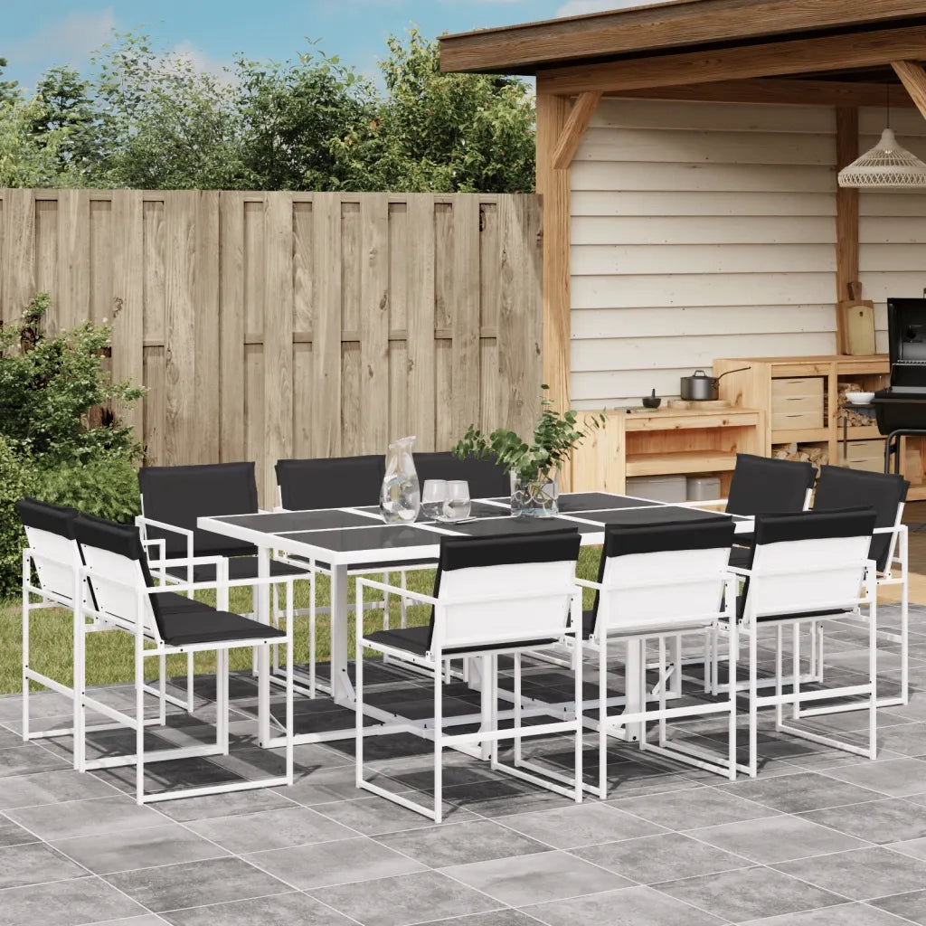 Set da Pranzo da Giardino 11 pz con Cuscini Bianco in Textilene 3295109