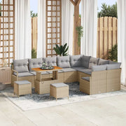 Set Divano da Giardino con cuscino 12 pcs Beige polyrattan