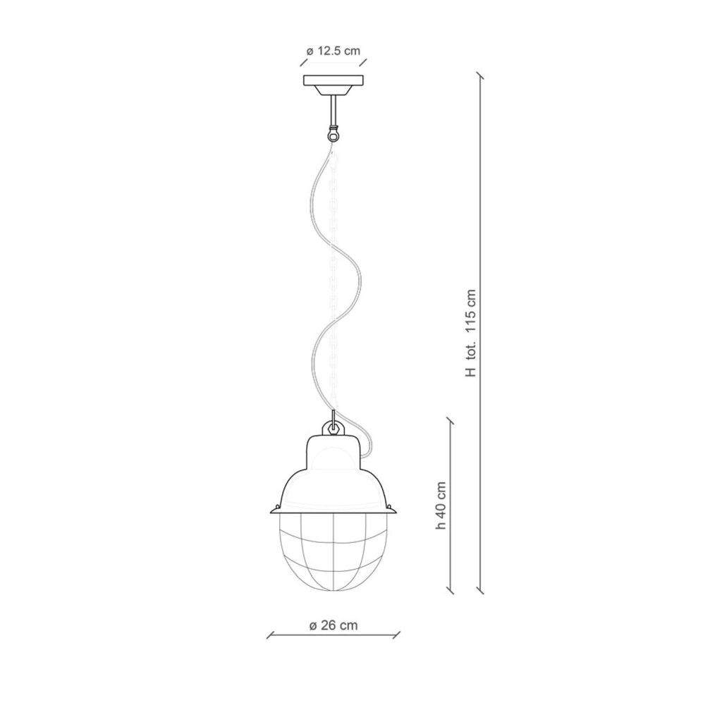 Lampadario Industrial Ferro E Ceramica Con Rete Vintage Giallo 1 Luce E27