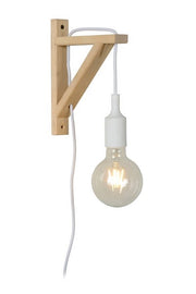 Applique scandinava bianca legno FIX WALL E27 60W Lucide