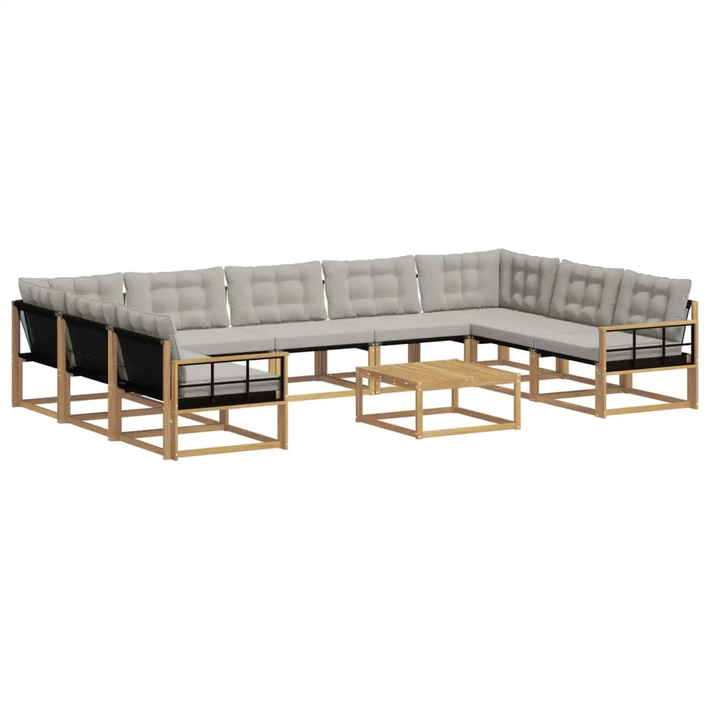 Set di divani da esterno 10 pz Bianco e Grigio Chiaro 3389097