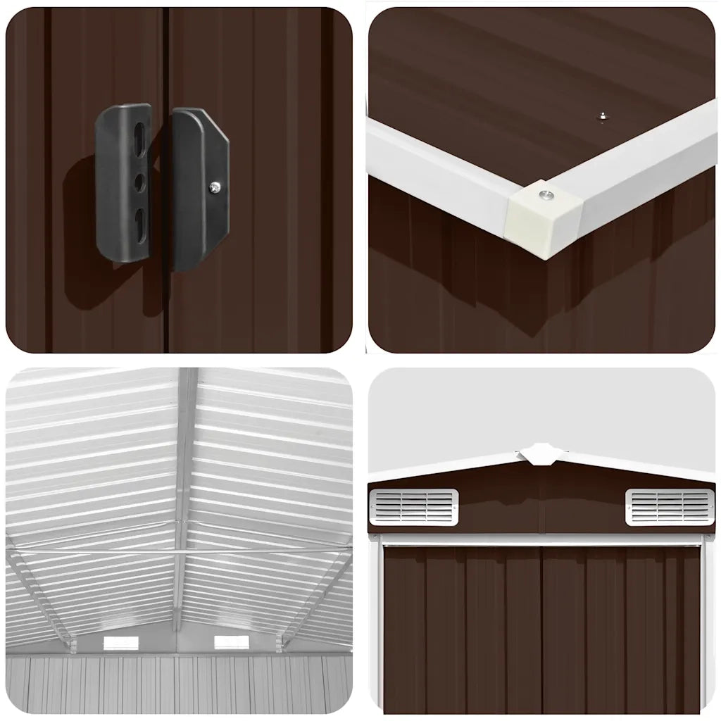 Casetta da Giardino 257x489x181 cm in Metallo Marrone 143351