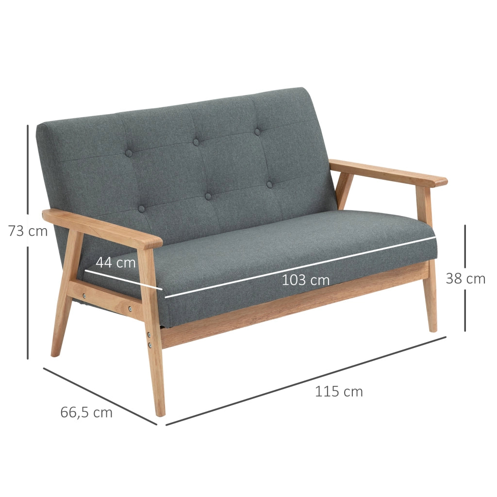 Divano 2 posti ¨C Minimal ¨C grigio, legno, 115x66.5x73 cm