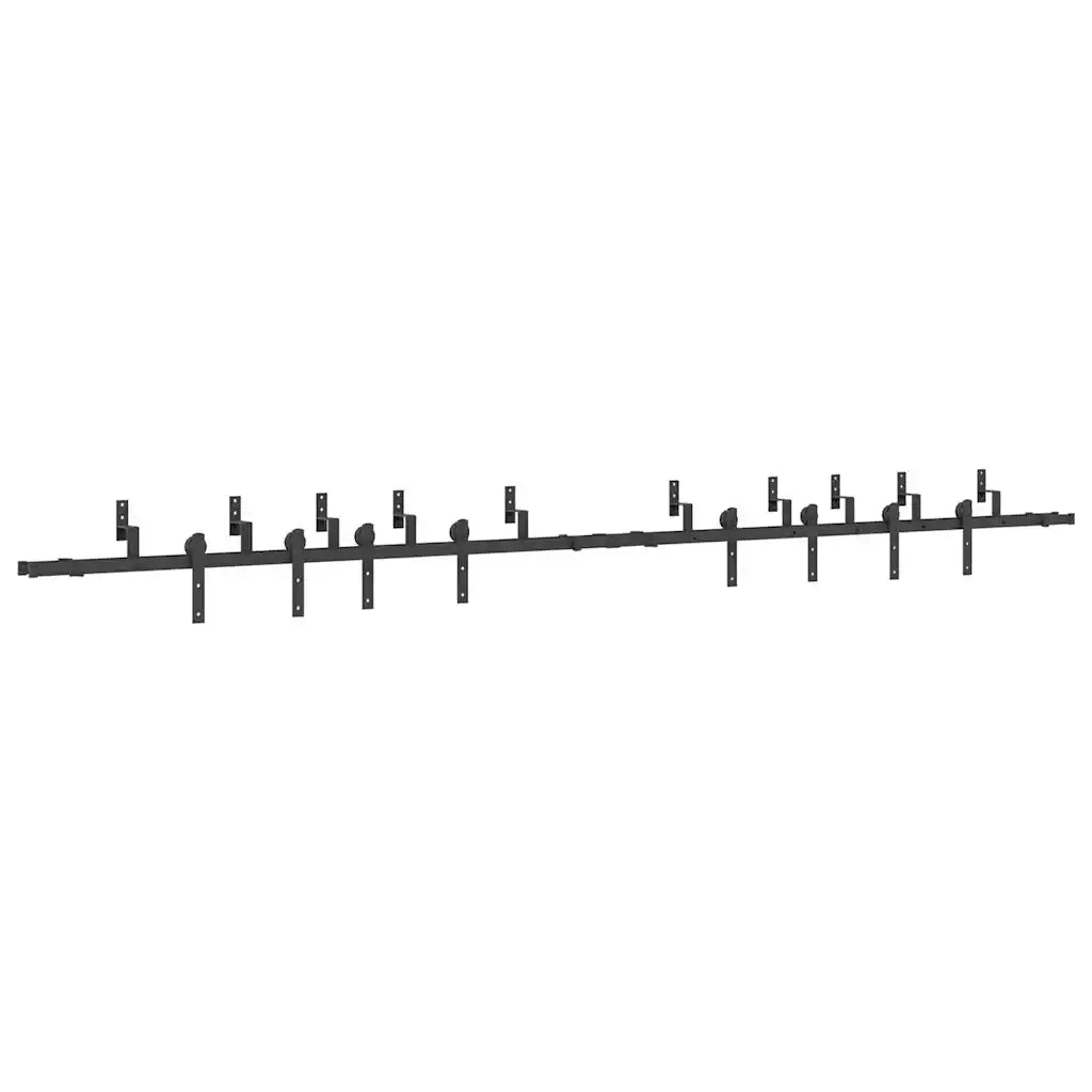 Kit di Binari per Porte Scorrevoli 427 cm Acciaio Nero