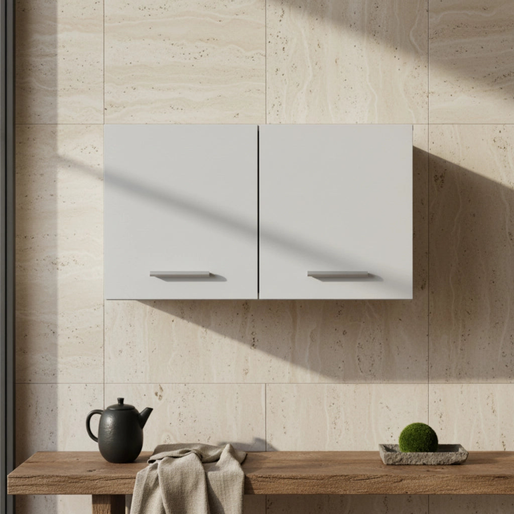 Armadio a Muro FAUSKE - Spazioso - 2 Ante - Bianco - Larghezza 69 cm, Altezza 40 cm, Profondit? 49 cm