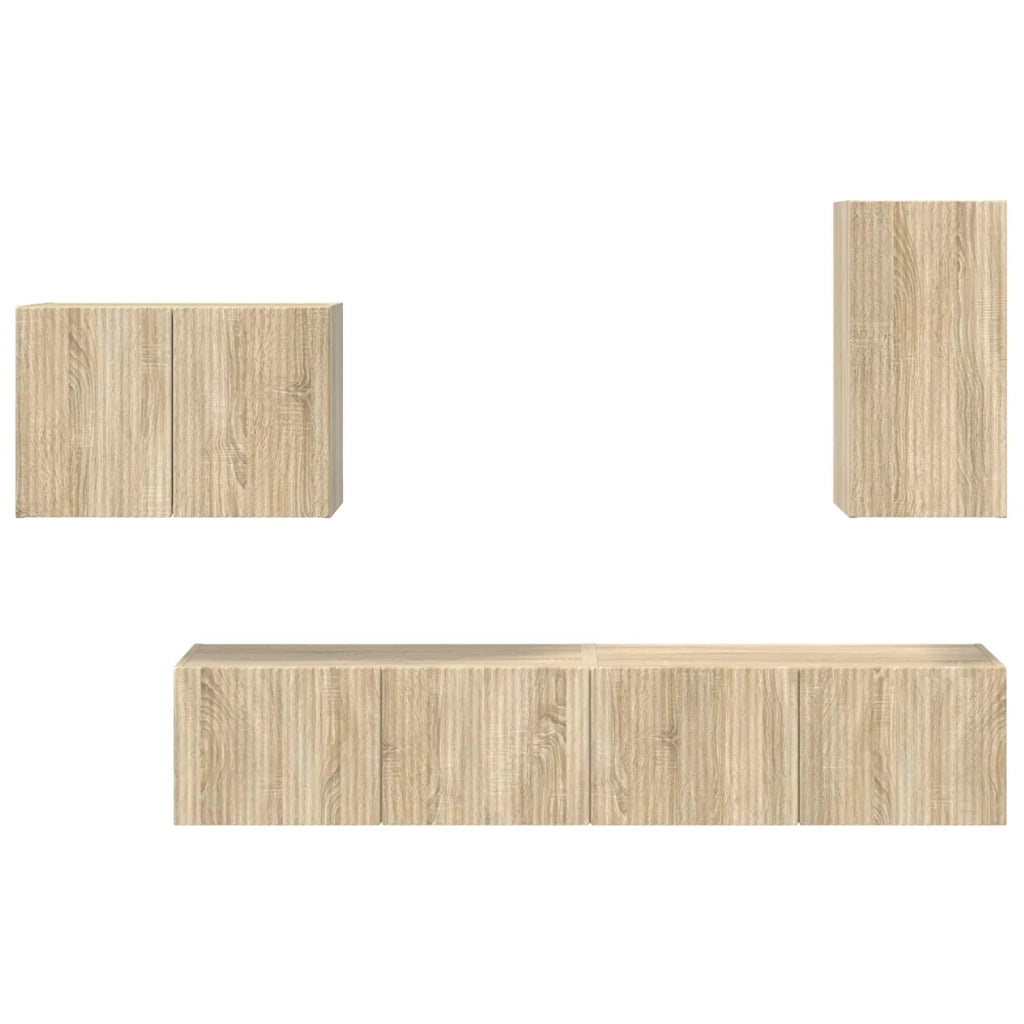 Set di Mobiletto da TV a Parete 4 pz | Armadietto TV | Mobile Porta TV Rovere Sonoma