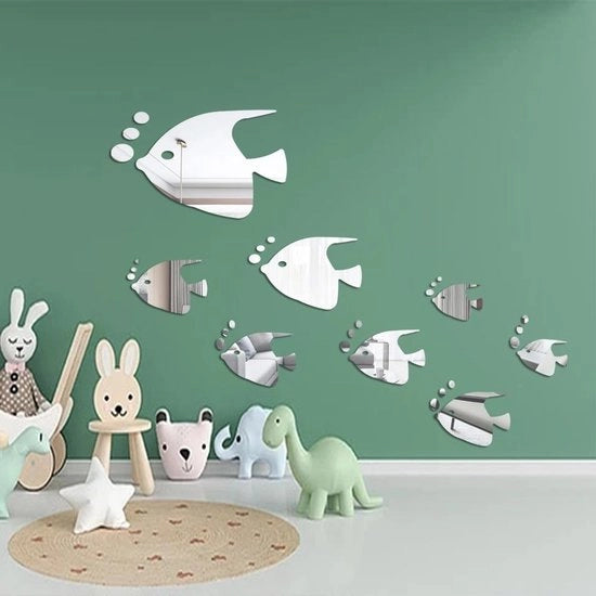 Decorazione per Parete 3D Visibile - Adesivi Rimovibili a Specchio - Decorazione per Bambini - Decorazione Fai da Te - Materiale Acril di Alta Qualità - Sostanzialmente Inoffensivo per l'Ambiente