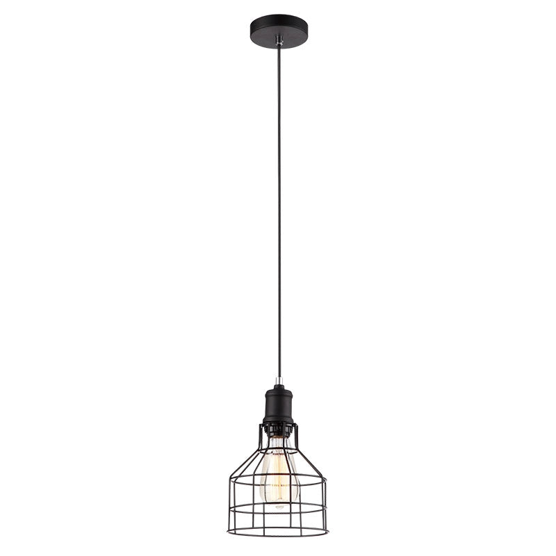 Lampada sospensione moderna nera gabbia E27 60W Synthia Italux