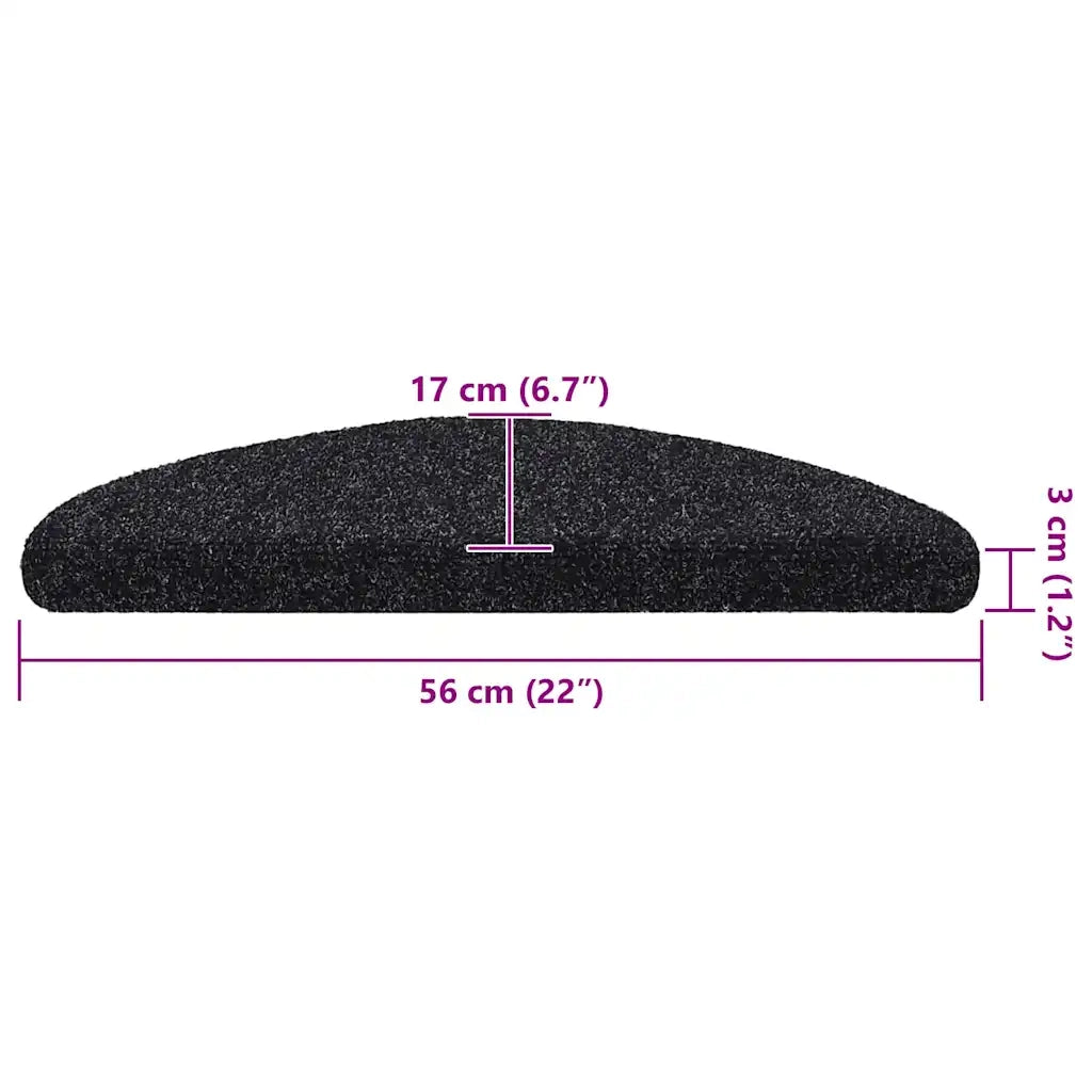 Tappetini per scale autoadesivi 20 pz 56x17x3 cm neri semicircolari 3365669