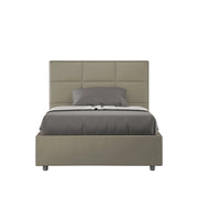 Letto una piazza e mezza con rete imbottito 130x190 similpelle cappuccino Mika