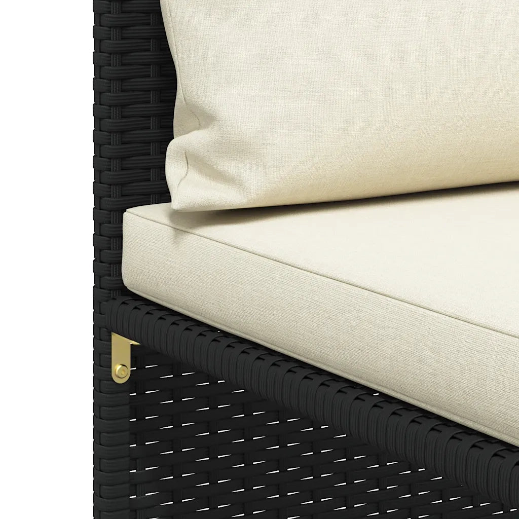 Set Divani da Giardino 4 pz con Cuscini in Polyrattan Nero 313516