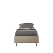 BS COM Letto singolo con rete imbottito 80x210 similpelle tortora