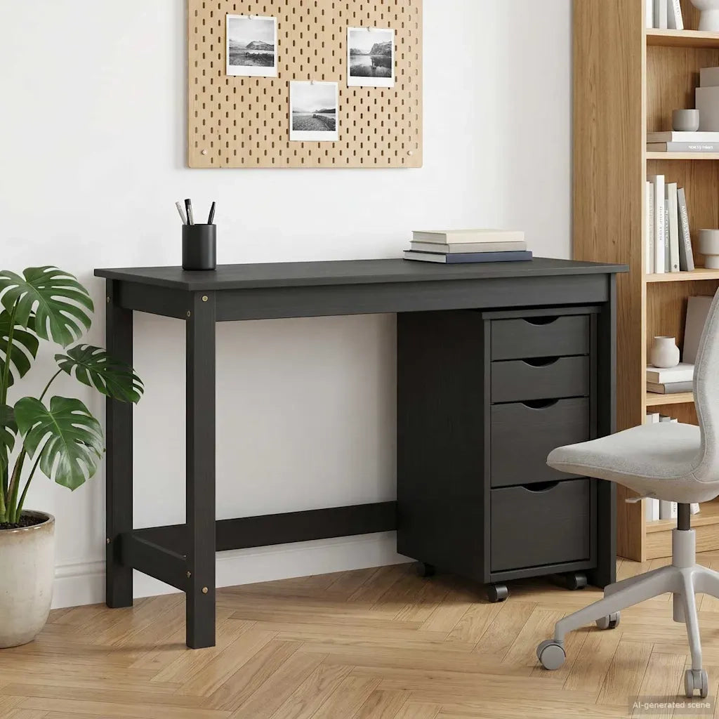 Set scrivania e mobiletto su ruote MOSS 2 pcs Nero
