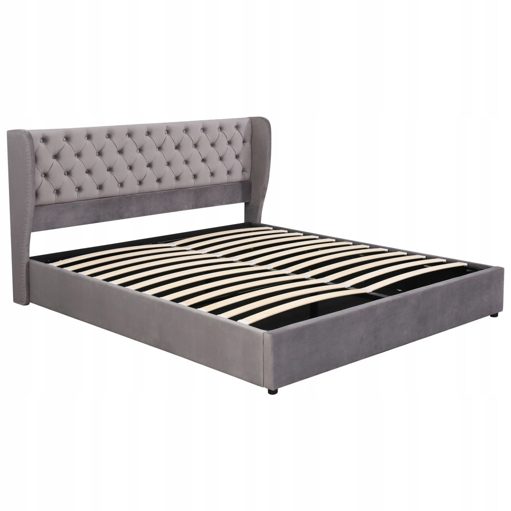 Letto imbottito 160x200 - Xylo - Grigio con sistema idraulico