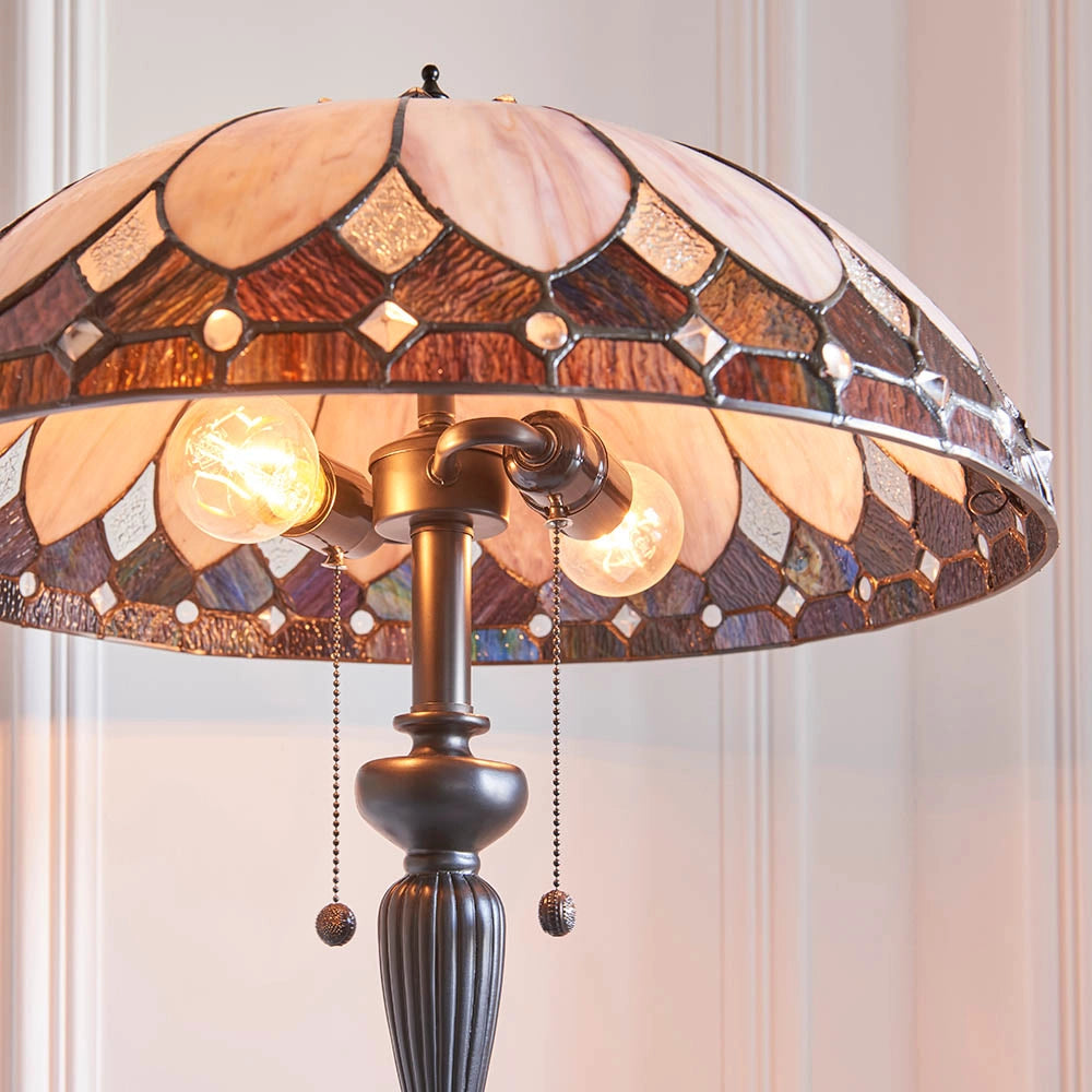 Lampada da terra Tiffany BROOKLYN vetrata 2xE27 dimmerabile