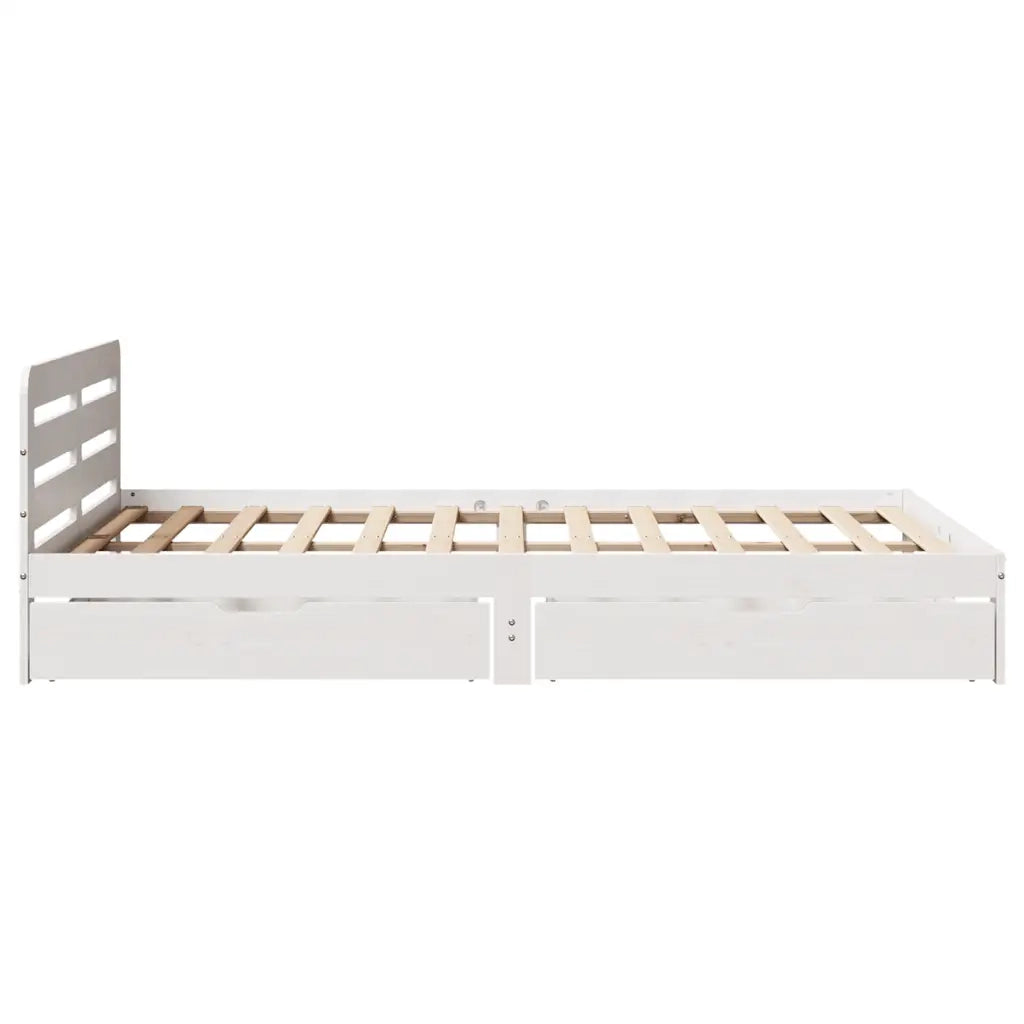 Letto matrimoniale | Letto per adulti | Giroletto senza Materasso Bianco 150x200 cm Legno Massello Pino