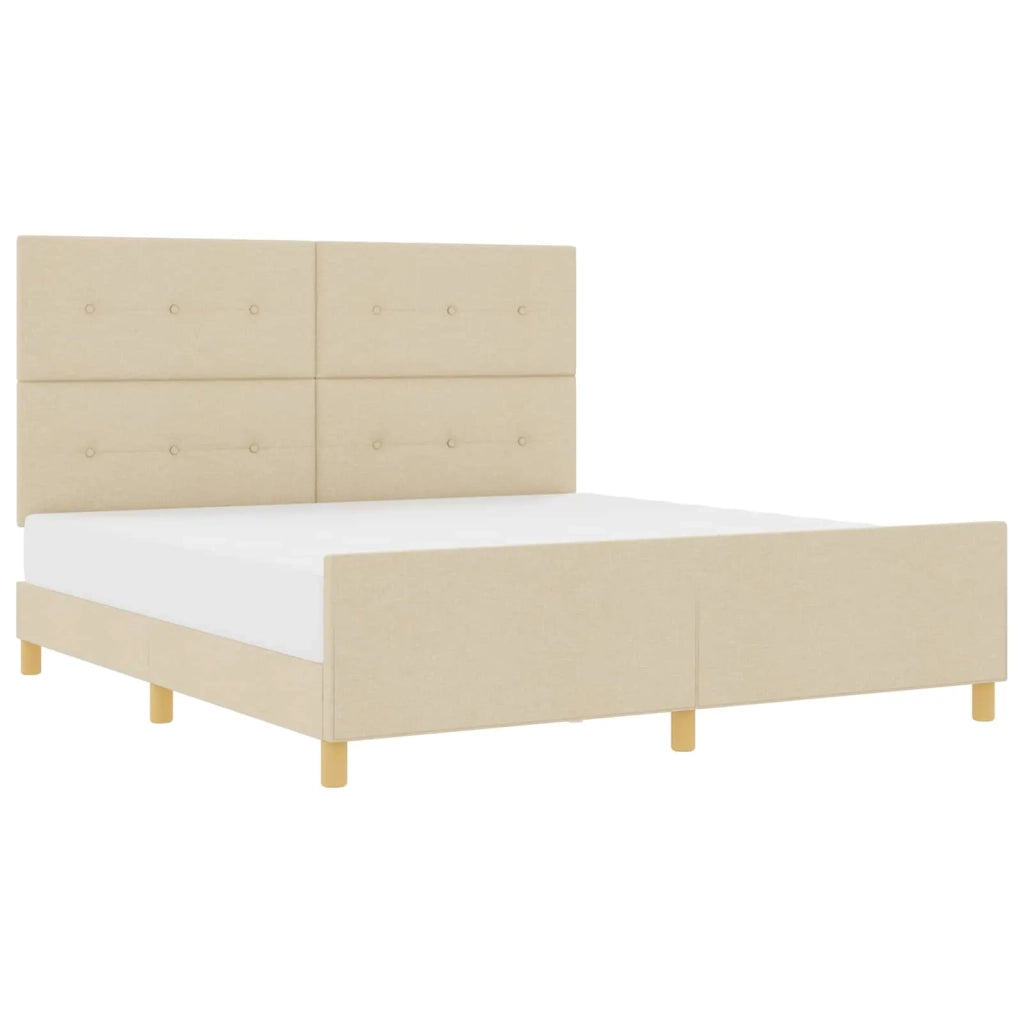 Struttura del letto con testiera Crema 180 x 200 cm Tessuto