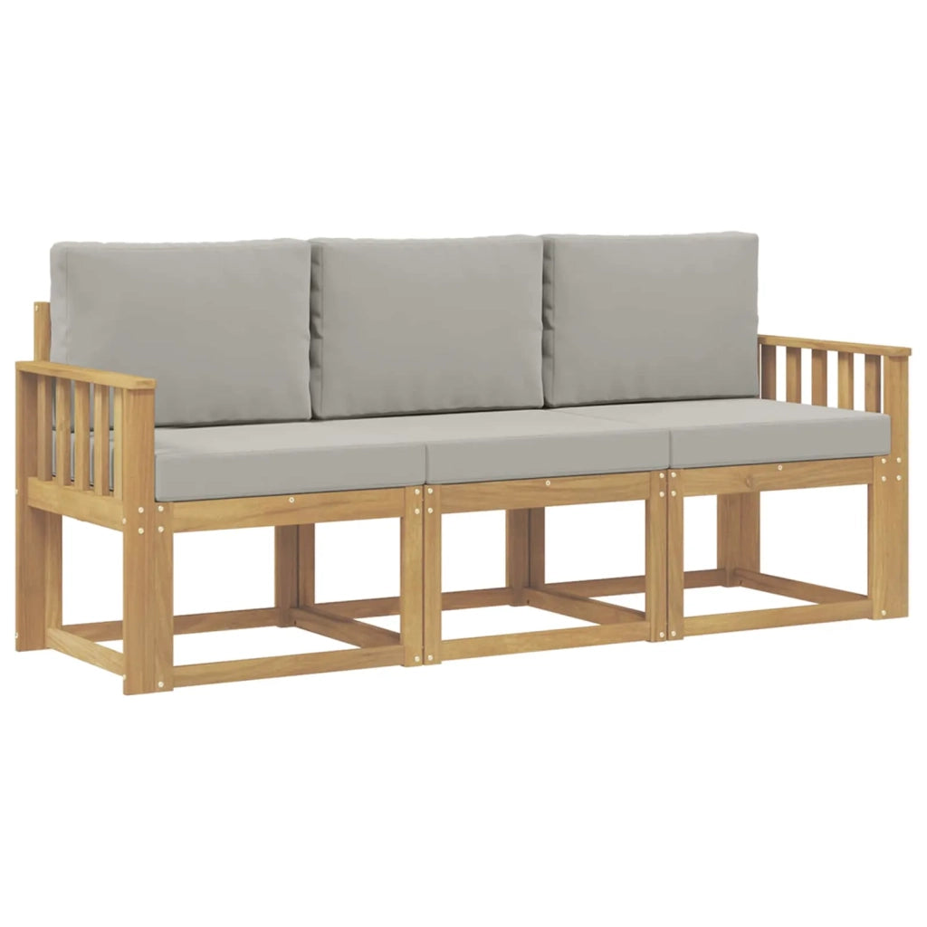 Set di divani da esterno 3 pz Bianco e Grigio Chiaro Poliestere 3387170