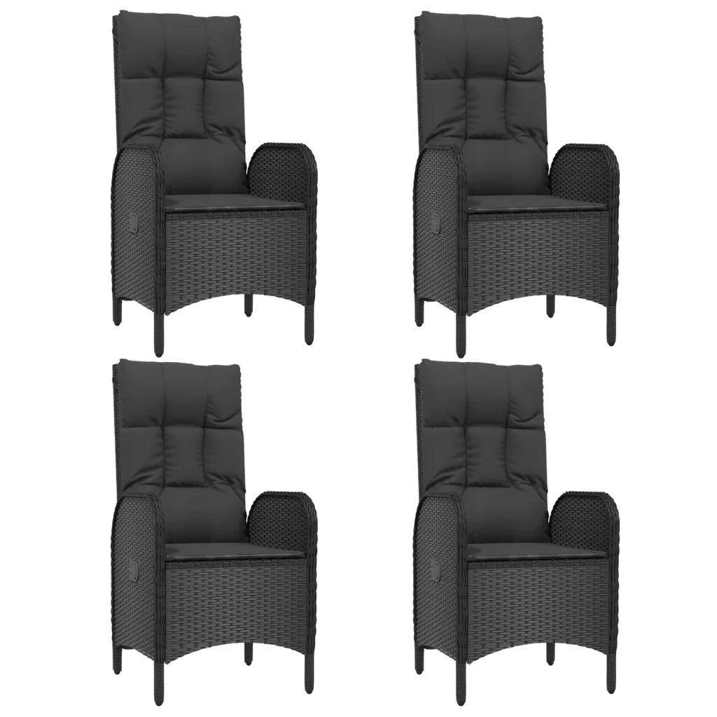 Set da Pranzo da Giardino 5 pz Nero con Cuscini in Polyrattan 3185069