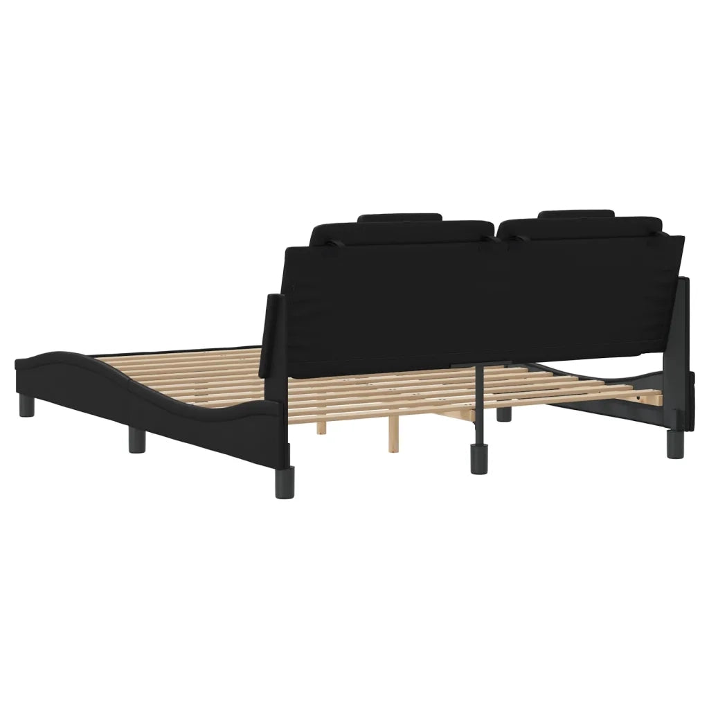 Letto matrimoniale | Letto per adulti | Giroletto Viana con LED senza Materasso Nero 160x200 cm
