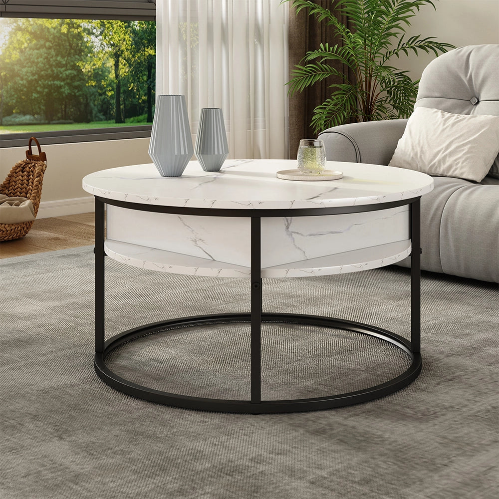 Vicco tavolino soggiorno Marmo bianco 77 x 77 cm