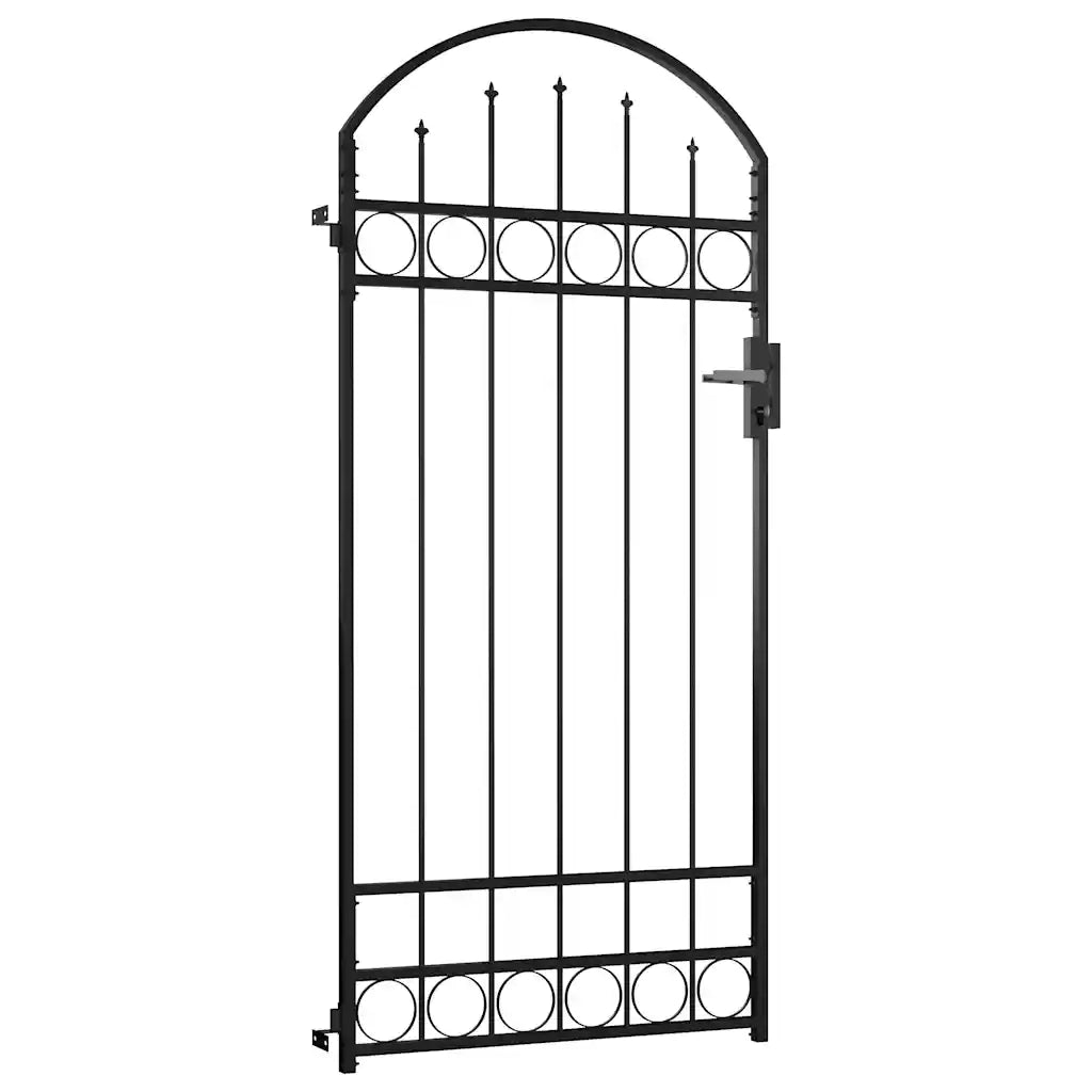Cancello per Recinzione ad Arco in Acciaio 89x200 cm Nero cod mxl 52964