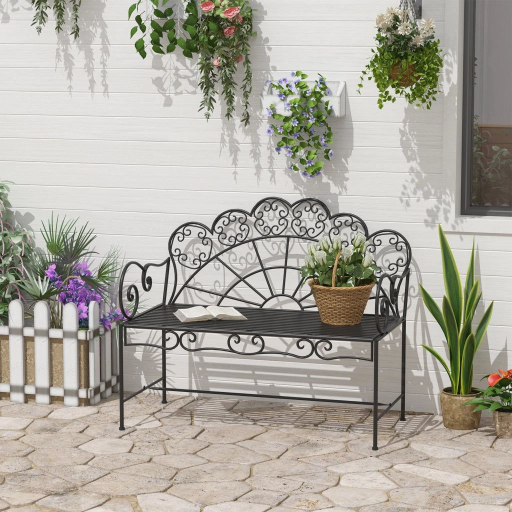 Panchina da giardino 2 posti ¨C zephmum ¨C Nero 107x55.5x92 cm
