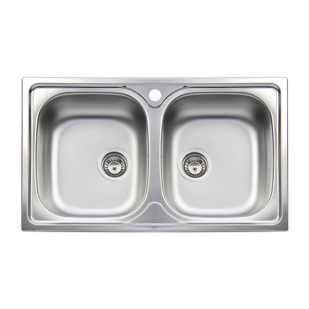 Lavello incasso in acciaio inox 86 cm 2 vasche  - Cromo