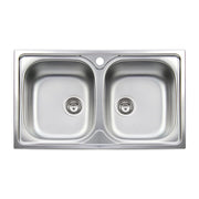 Lavello incasso in acciaio inox 86 cm 2 vasche  - Cromo