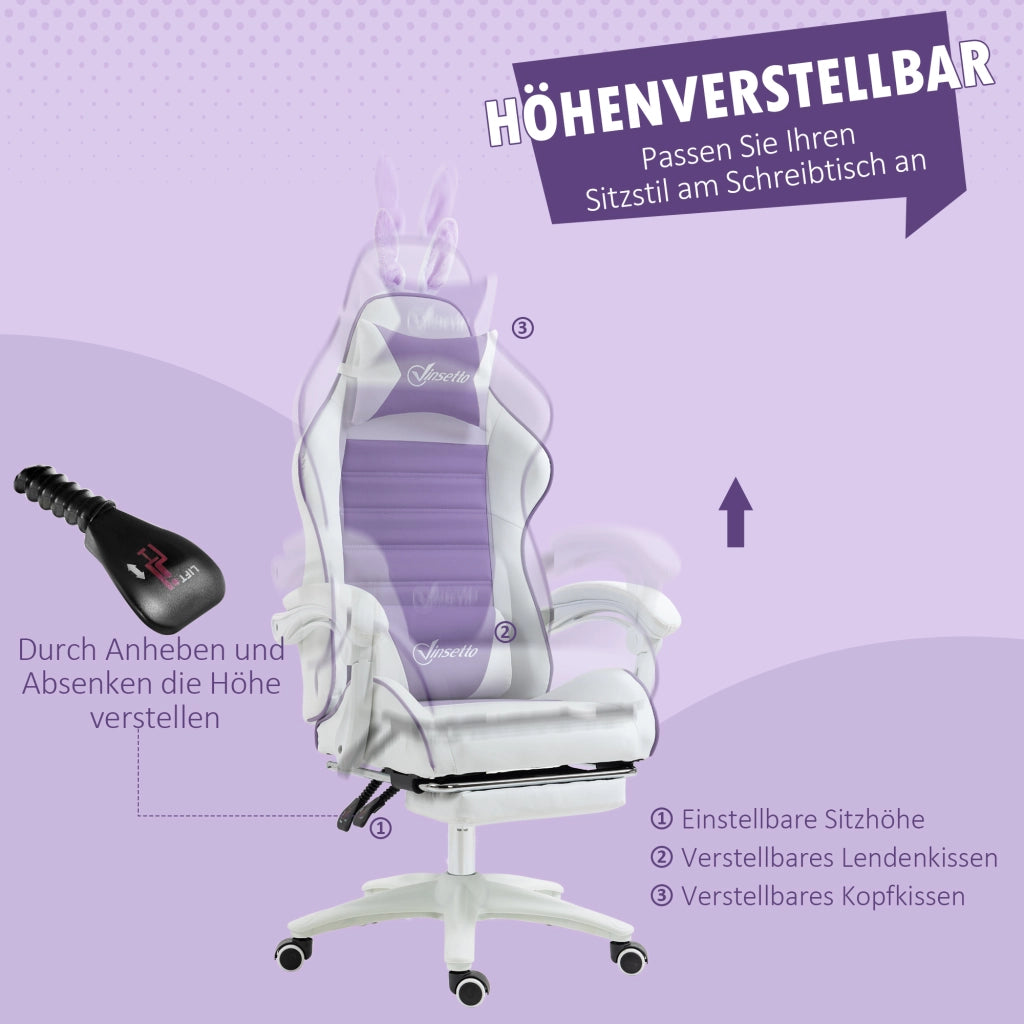 Sedia da Gaming Ergonomica con Lumbar Support e Poggiatesta ¨C Minimal ¨C Viola