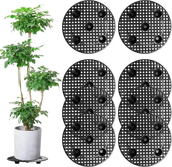 Supporto per piante - 8 pezzi, 20 cm circolare, con rete di drenaggio - Standard in plastica per piante all'interno e all'esterno