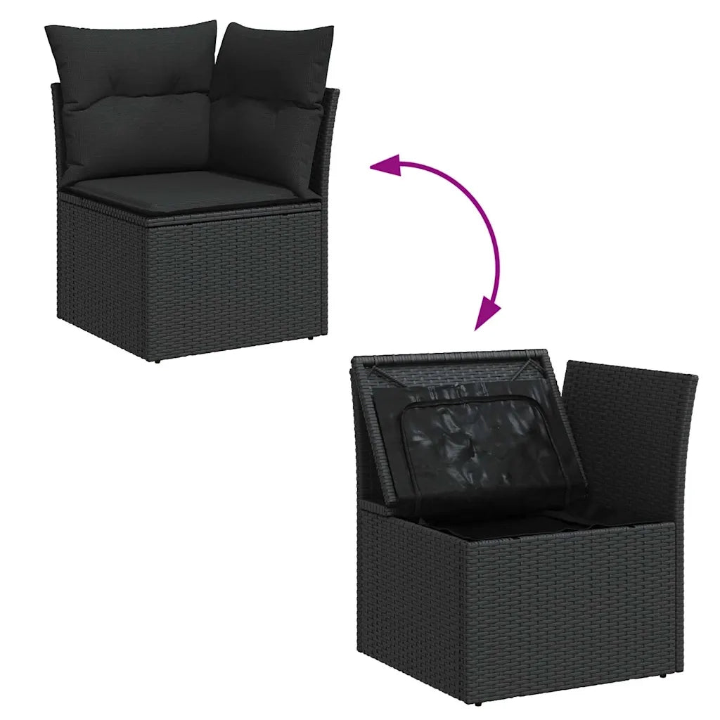 Set Divani da Giardino con Cuscini 7pz Nero Polyrattan 3326506