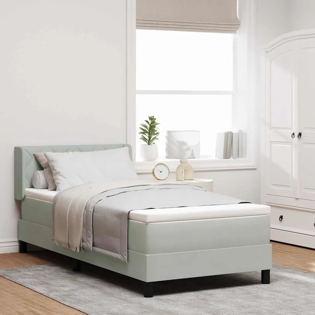 Letto a molle con testiera Grigio chiaro 200 x 100 cm Velluto 3341510