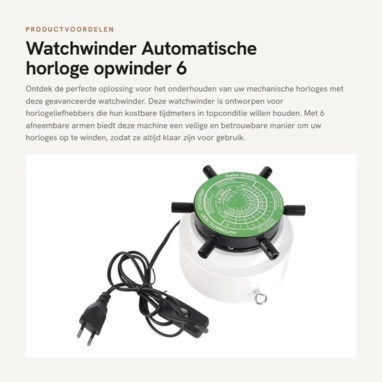 Oggetto per avviare automaticamente orologi meccanici - 6 braccia - Strumento di riparazione orologio - Fiamma di corrente UE - Orologio meccanico - Adatto per ogni tipo di orologio meccanico...