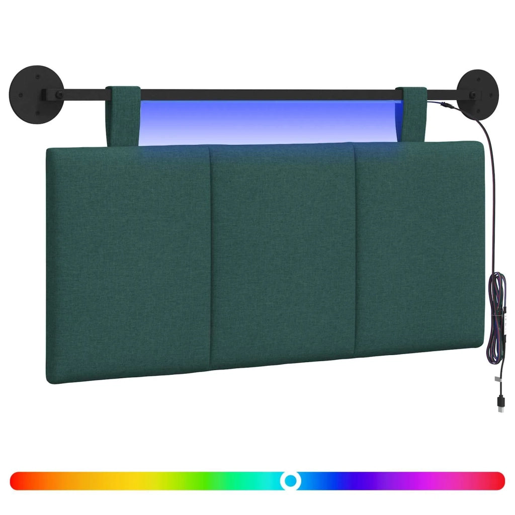 Testiera | Testata sospesa Con luce LED Verde Scuro Tessuto
