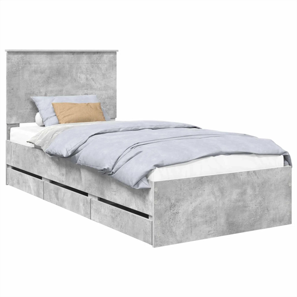 Struttura del letto con cassetto Grigio cemento 75 x 190 cm 3409513