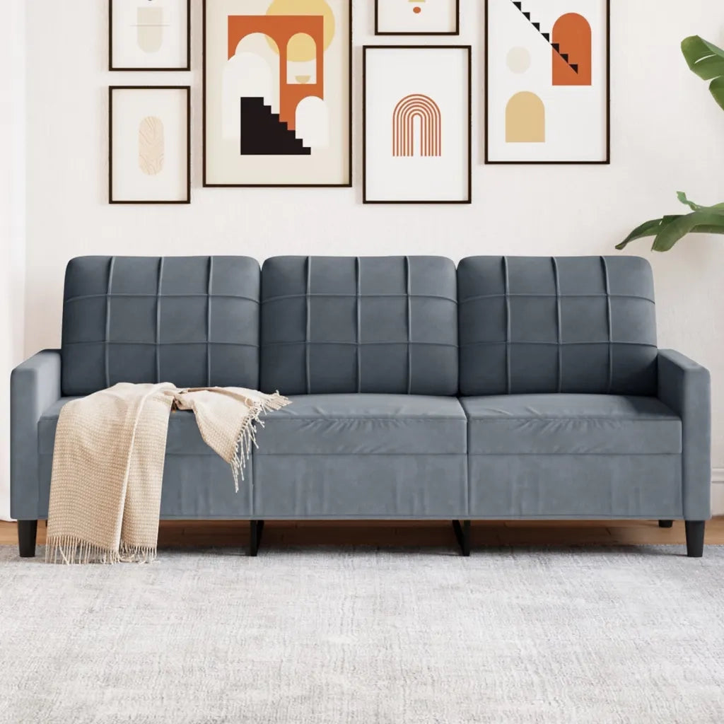 Divano a 3 Posti-Sofa 3 Posti Grigio Scuro 180 cm in Velluto 762257
